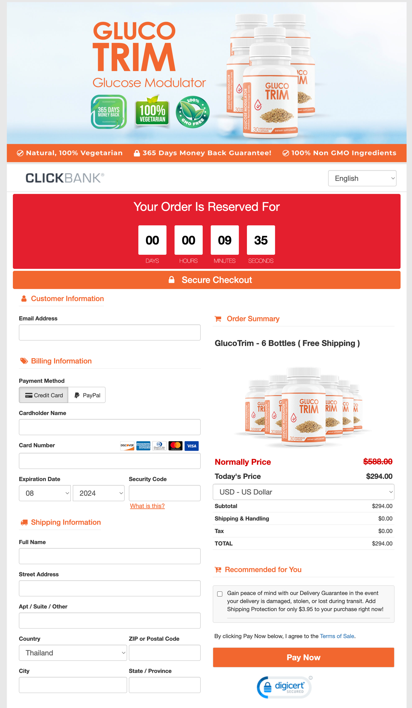 GlucoTrim Official Website Secure Order Page